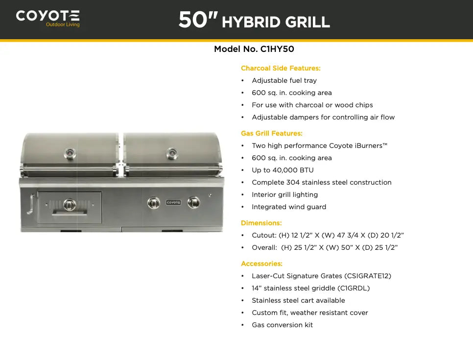 Coyote Hybrid Grill C1HY50NG