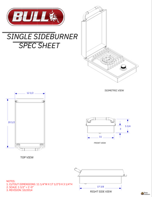 Bull Drop-In Gas Single Side Burner w/Stainless Steel Lid - 60009