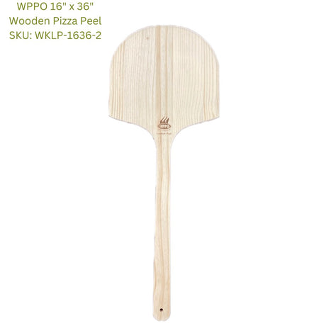 WPPO Wooden Pizza Peel 16" x 36" Long Handled - 2 Pack - WKLP-1636-2